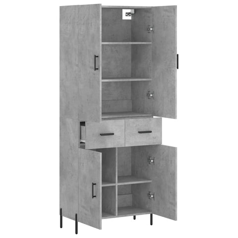 vidaXL Highboard Betongrau 69,5x34x180 cm Holzwerkstoff