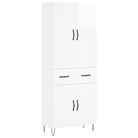 vidaXL Highboard Hochglanz-Weiß 69,5x34x180 cm Holzwerkstoff