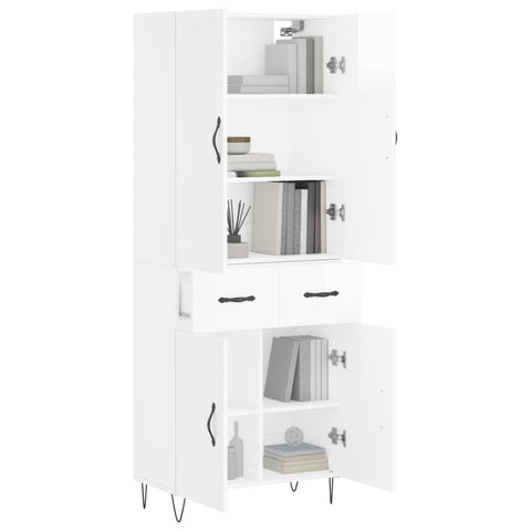 vidaXL Highboard Hochglanz-Weiß 69,5x34x180 cm Holzwerkstoff