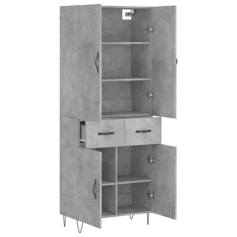 vidaXL Highboard Betongrau 69,5x34x180 cm Holzwerkstoff