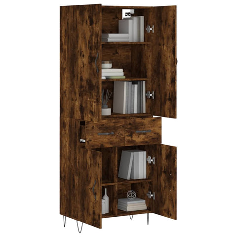 vidaXL Highboard Räuchereiche 69,5x34x180 cm Holzwerkstoff