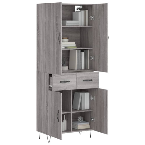 vidaXL Highboard Grau Sonoma 69,5x34x180 cm Holzwerkstoff