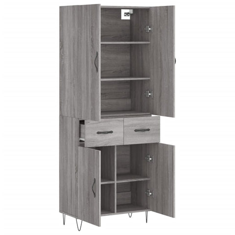 vidaXL Highboard Grau Sonoma 69,5x34x180 cm Holzwerkstoff