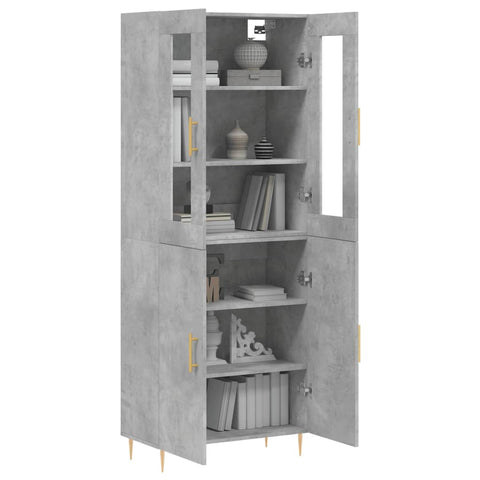 vidaXL Highboard Betongrau 69,5x34x180 cm Holzwerkstoff