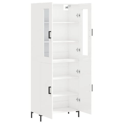 vidaXL Highboard Hochglanz-Weiß 69,5x34x180 cm Holzwerkstoff