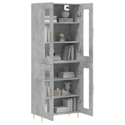 vidaXL Highboard Betongrau 69,5x34x180 cm Holzwerkstoff