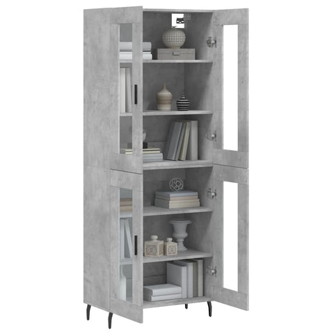 vidaXL Highboard Betongrau 69,5x34x180 cm Holzwerkstoff