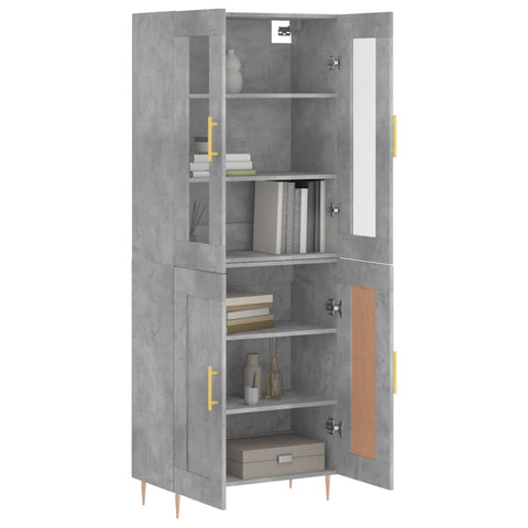 vidaXL Highboard Betongrau 69,5x34x180 cm Holzwerkstoff