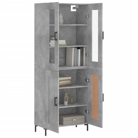 vidaXL Highboard Betongrau 69,5x34x180 cm Holzwerkstoff