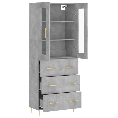 vidaXL Highboard Betongrau 69,5x34x180 cm Holzwerkstoff