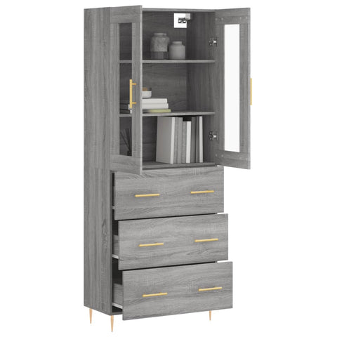 vidaXL Highboard Grau Sonoma 69,5x34x180 cm Holzwerkstoff