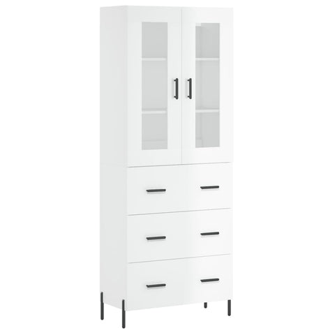 vidaXL Highboard Hochglanz-Weiß 69,5x34x180 cm Holzwerkstoff