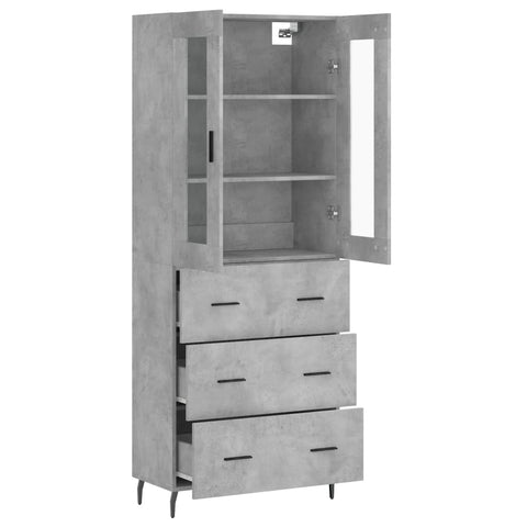 vidaXL Highboard Betongrau 69,5x34x180 cm Holzwerkstoff