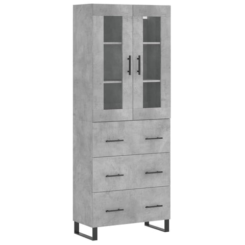 vidaXL Highboard Betongrau 69,5x34x180 cm Holzwerkstoff