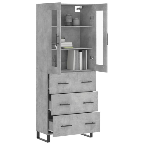 vidaXL Highboard Betongrau 69,5x34x180 cm Holzwerkstoff