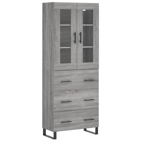 vidaXL Highboard Grau Sonoma 69,5x34x180 cm Holzwerkstoff