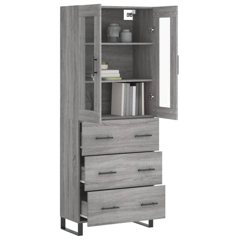 vidaXL Highboard Grau Sonoma 69,5x34x180 cm Holzwerkstoff