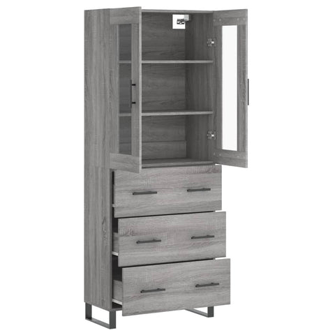 vidaXL Highboard Grau Sonoma 69,5x34x180 cm Holzwerkstoff