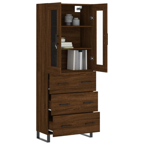 vidaXL Highboard Braun Eichen-Optik 69,5x34x180 cm Holzwerkstoff