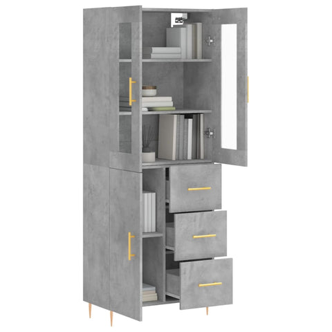 vidaXL Highboard Betongrau 69,5x34x180 cm Holzwerkstoff