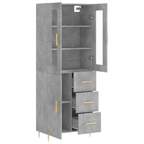 vidaXL Highboard Betongrau 69,5x34x180 cm Holzwerkstoff