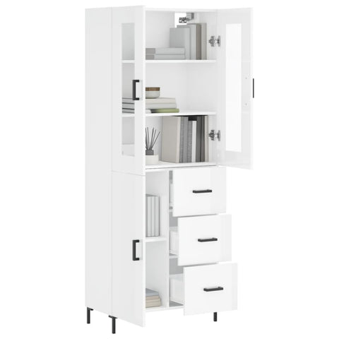 vidaXL Highboard Hochglanz-Weiß 69,5x34x180 cm Holzwerkstoff