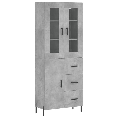 vidaXL Highboard Betongrau 69,5x34x180 cm Holzwerkstoff