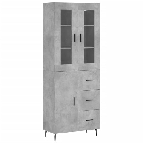 vidaXL Highboard Betongrau 69,5x34x180 cm Holzwerkstoff