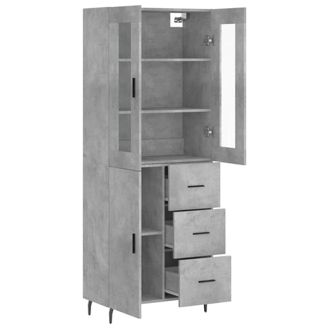 vidaXL Highboard Betongrau 69,5x34x180 cm Holzwerkstoff