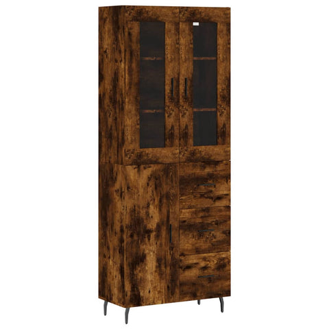 vidaXL Highboard Räuchereiche 69,5x34x180 cm Holzwerkstoff