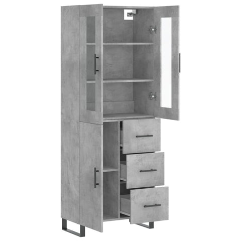 vidaXL Highboard Betongrau 69,5x34x180 cm Holzwerkstoff