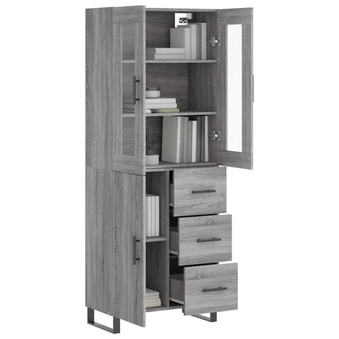 vidaXL Highboard Grau Sonoma 69,5x34x180 cm Holzwerkstoff