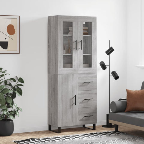 vidaXL Highboard Grau Sonoma 69,5x34x180 cm Holzwerkstoff