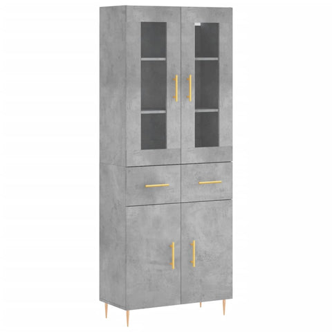 vidaXL Highboard Betongrau 69,5x34x180 cm Holzwerkstoff