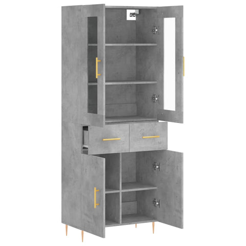 vidaXL Highboard Betongrau 69,5x34x180 cm Holzwerkstoff