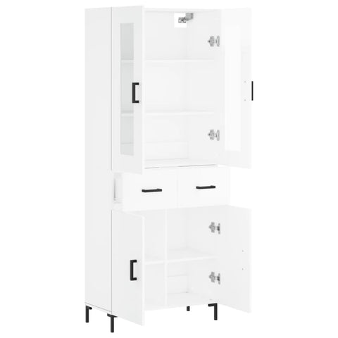 vidaXL Highboard Hochglanz-Weiß 69,5x34x180 cm Holzwerkstoff