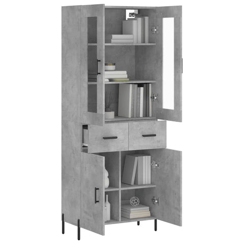 vidaXL Highboard Betongrau 69,5x34x180 cm Holzwerkstoff