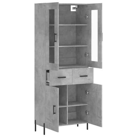 vidaXL Highboard Betongrau 69,5x34x180 cm Holzwerkstoff