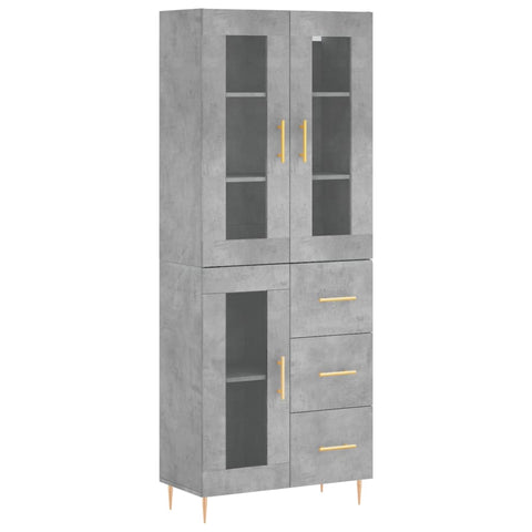 vidaXL Highboard Betongrau 69,5x34x180 cm Holzwerkstoff