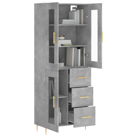 vidaXL Highboard Betongrau 69,5x34x180 cm Holzwerkstoff