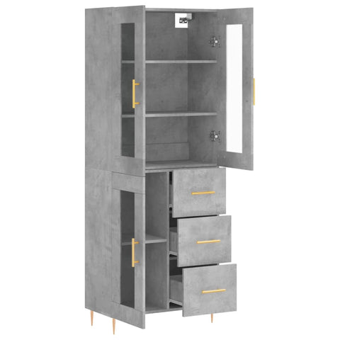 vidaXL Highboard Betongrau 69,5x34x180 cm Holzwerkstoff