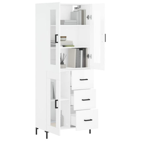 vidaXL Highboard Hochglanz-Weiß 69,5x34x180 cm Holzwerkstoff