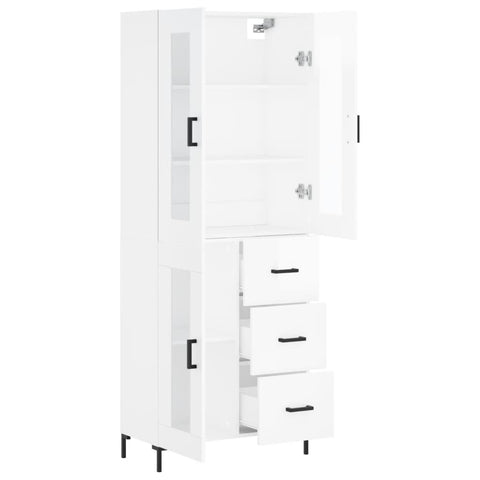 vidaXL Highboard Hochglanz-Weiß 69,5x34x180 cm Holzwerkstoff