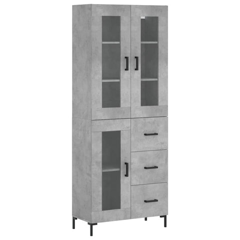 Highboard Betongrau 69,5x34x180 cm Holzwerkstoff