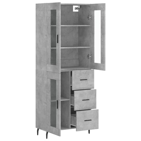 vidaXL Highboard Betongrau 69,5x34x180 cm Holzwerkstoff