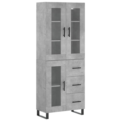 vidaXL Highboard Betongrau 69,5x34x180 cm Holzwerkstoff