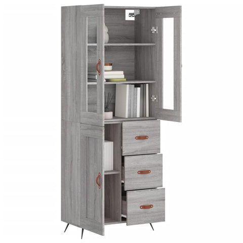 Highboard Grau Sonoma 69,5x34x180 cm Holzwerkstoff