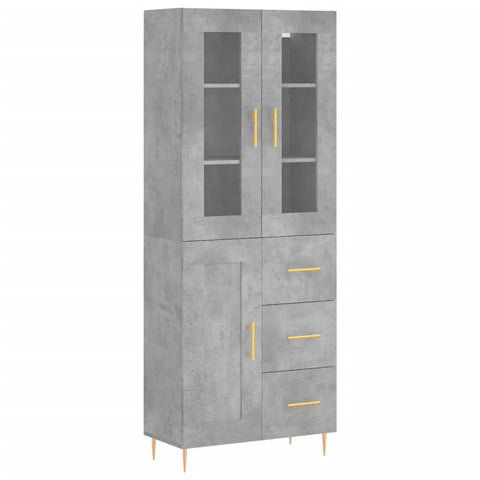 vidaXL Highboard Betongrau 69,5x34x180 cm Holzwerkstoff