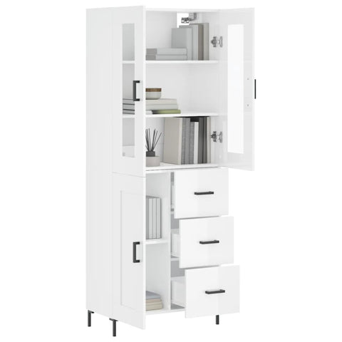 vidaXL Highboard Hochglanz-Weiß 69,5x34x180 cm Holzwerkstoff