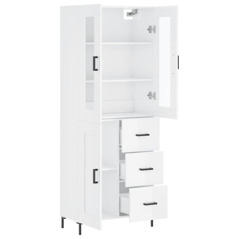 vidaXL Highboard Hochglanz-Weiß 69,5x34x180 cm Holzwerkstoff